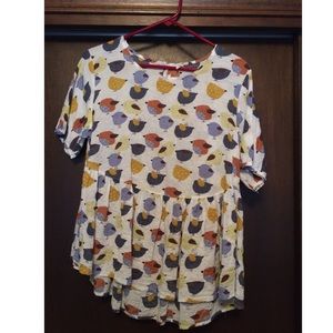 Linen peplum high-low blouse